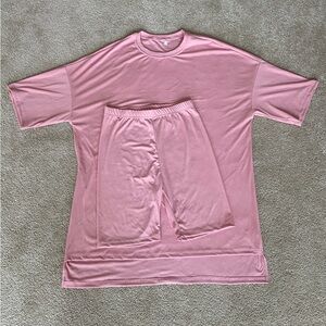 Loungewear Pink Oversized T-Shirt and Shorts Set Homewear Casual home clothes